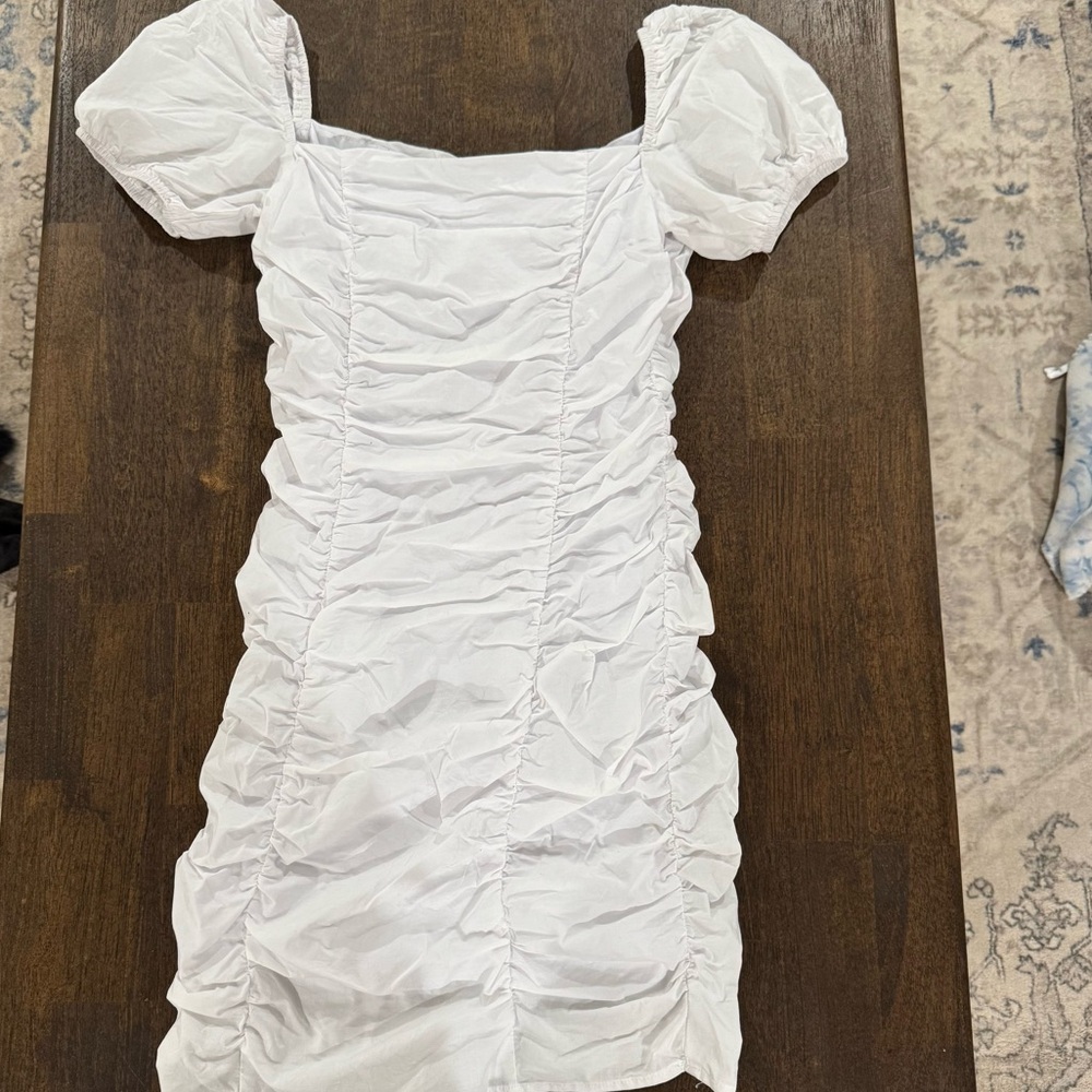 Superdown Rumor Ruched Dress • White Mini • Size S
